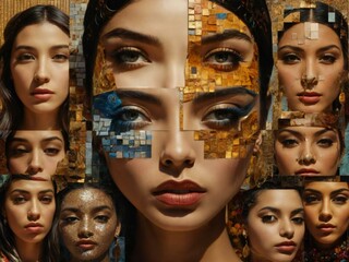 Collage of women's faces Generative AI