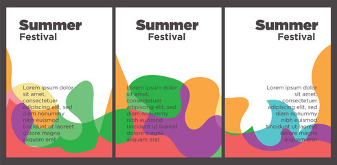 Summer Music Festival event publication set with abstract background illustration vector template