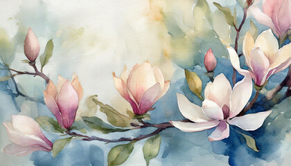 Akwarela kwiatowa, dekoracyjna tapeta generative ai