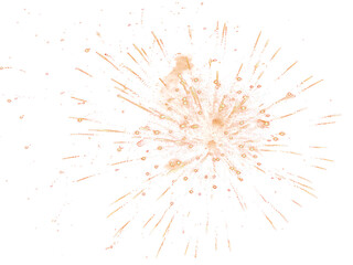 Glowing golden firework sparks isolated on transparent png.