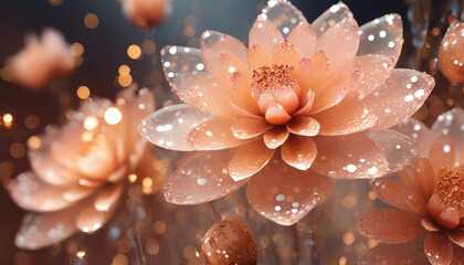 Piękny brzoskwiniowy kwiat, dekoracja generative ai - obrazy, fototapety, plakaty