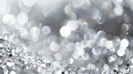 Silver background. Abstract bokeh Christmas.