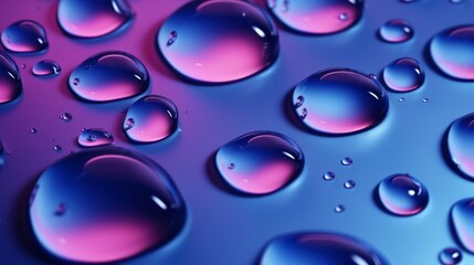 Abstract Macro. Neon-Toned Water Droplets