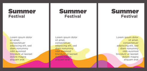 Summer Music Festival event publication set with abstract background illustration vector template - obrazy, fototapety, plakaty