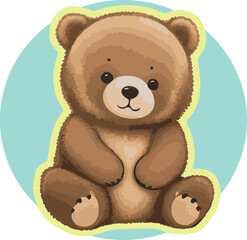 Cute Brown Teddy Bear in vector illustration art design. Cuddly Companion: Teddy Bear Vector Illustration.