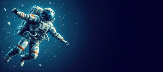 astronaut in spacesuit fling in space, cosmonaut in space. - obrazy, fototapety, plakaty