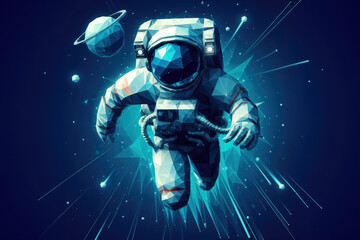 astronaut in spacesuit fling in space, cosmonaut in space. - obrazy, fototapety, plakaty
