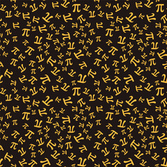 Yellow Mathematical Pi symbol vector seamless pattern. Math background