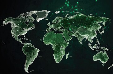 Neon-Vector World Map on a Deep dark Background World map on black