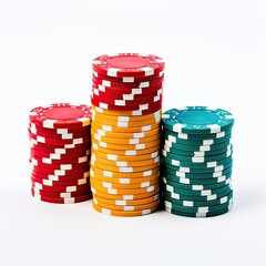 Poker chips isolated on white background