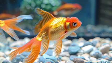 Aquarium goldfish in aquarium