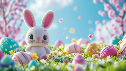 Adorable rabbit joyfully celebrating Easter
