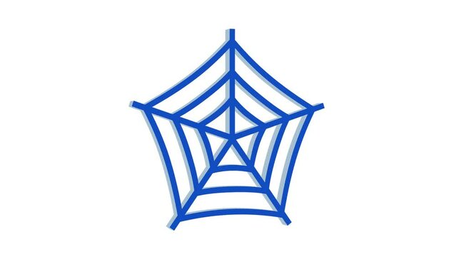 3d blue spider web icon rotated animation loopable white background