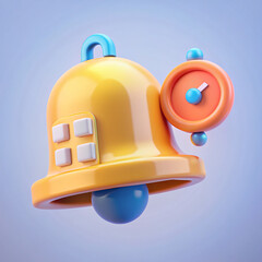 notification bell, 3d render illustration