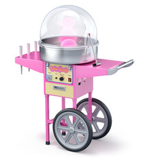 Cotton candy machine maker with the cart - 3D illustration - 743483806