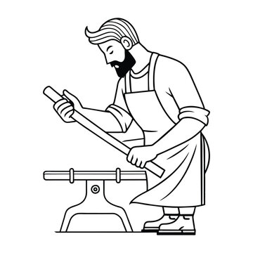 black and white craftsman working on wood clip art preview