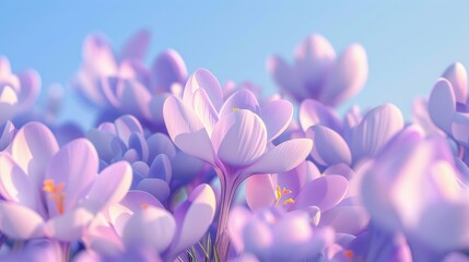 Vibrant Crocus Flowers Blooming in Spring Field, banner