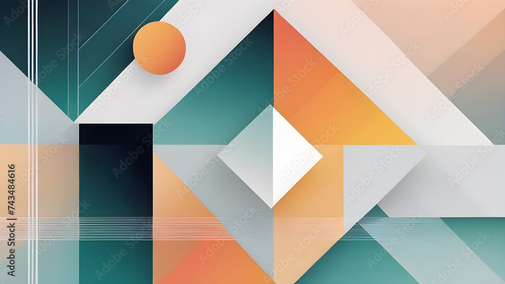 Aufkleber geometric-composition-featuring-multiple-layers-with-a-translucent-overlay-linear-patterns-and-angu