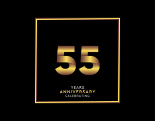 55 Year Anniversary With Gold Color Square