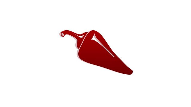 3d red chili pepper icon rotated loopable animation white background