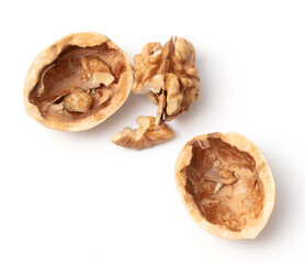 Chopped walnut isolated white background