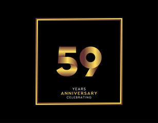 59 Year Anniversary With Gold Color Square