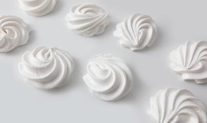 Closeup of white creamy marshmallow isolated on white background