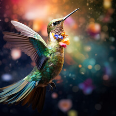 A hummingbird as an opera singer like a woman