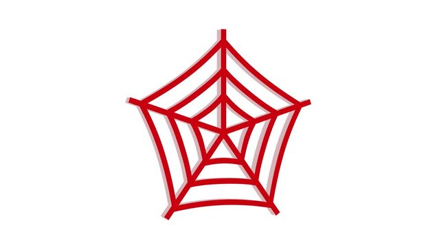 3d red spider web icon loopable rotated animation white background