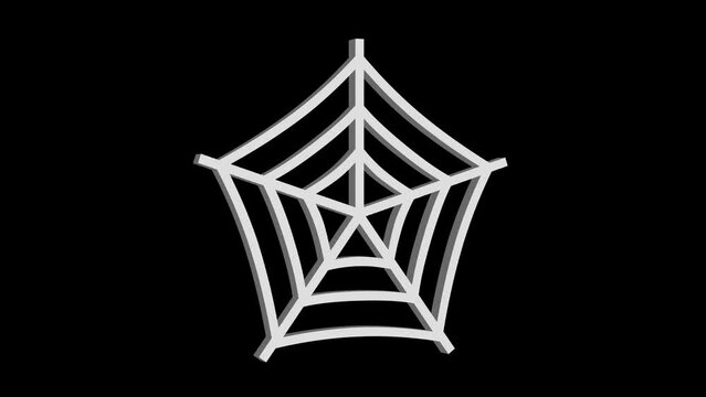 3d white spider web icon rotated loopable animation black background