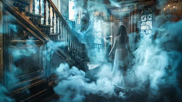 A stunningly ethereal apparition in a haunted house