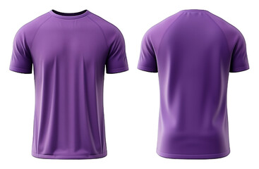 front and back view of plain purple t-shirt template mockup, generative ai