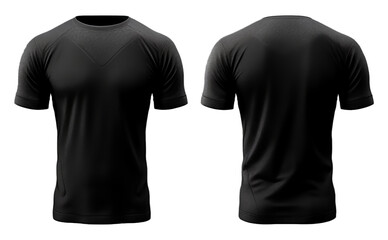 front and back view of plain black t-shirt template mockup, generative ai