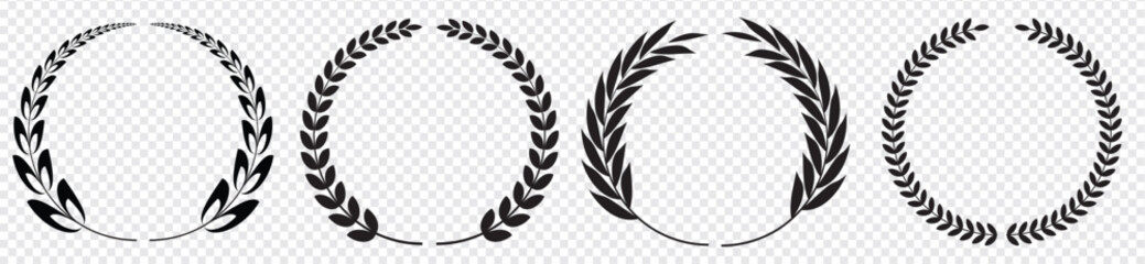 Laurel wreath victory icon set.circular laurel foliate, wheat and oak wreaths depicting an award,achievement,heraldry,nobility on white background. Emblem floral greek branch flat style stock vector © Quirk Craft Studio