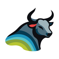 Bull head logo icon template 3