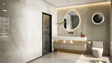 3d rendering modern bathroom full scene interior design