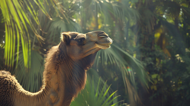 Stunning profile of a ruminating camel.
