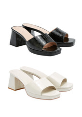 black and white  heel shoes  on png