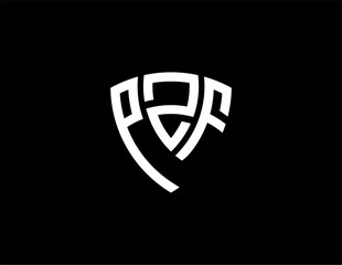 Naklejka premium PZF creative letter shield logo design vector icon illustration