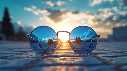 Fototapeta na wymiar sunglasses with mirror reflection, generative ai