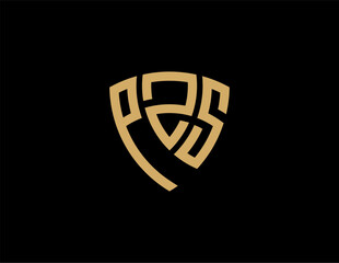 Naklejka premium PZS creative letter shield logo design vector icon illustration