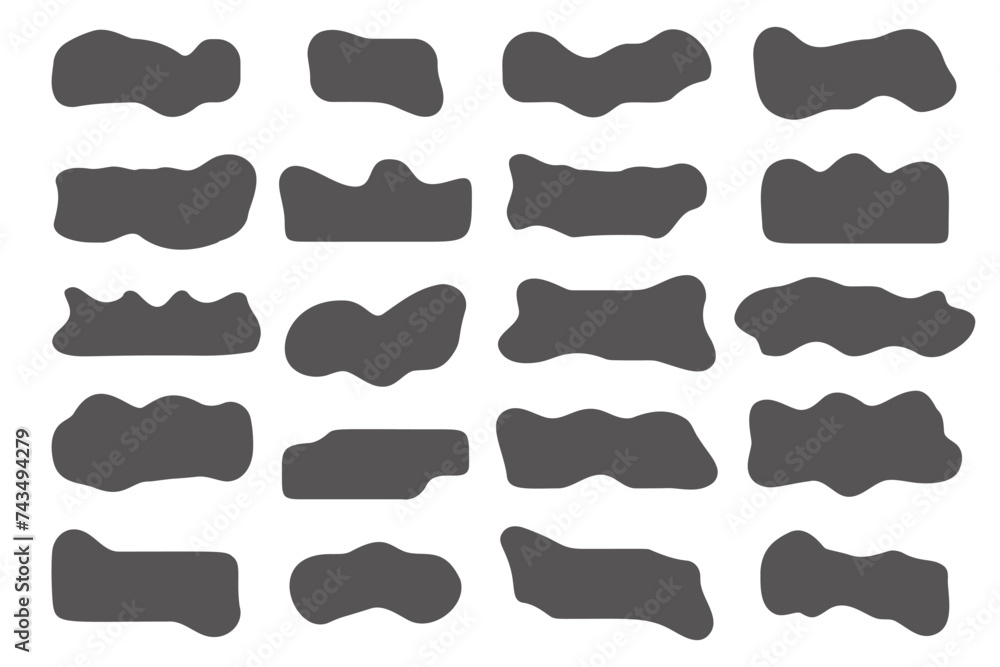 Poster abstract liquid shapes. organic flat blobs. irregular fluid bubbles. random wavy oval spots and curv