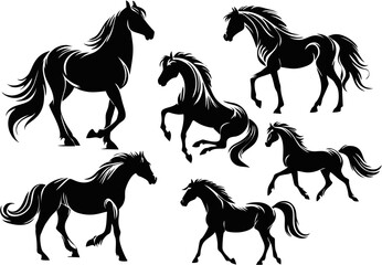 set of horse silhouettes