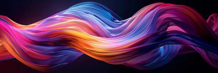 colorful curves  wavy on a black background, rainbow wavy background