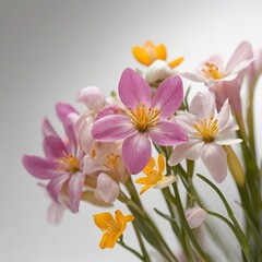 Obraz na płótnie Canvas Free New Photo Beautiful crocus flowers on light background closeup Spring flowers