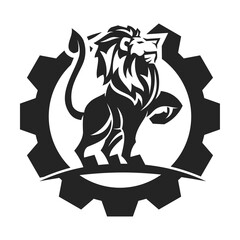Lion Gear template Isolated. Brand Identity. Icon Abstract Vector graphic