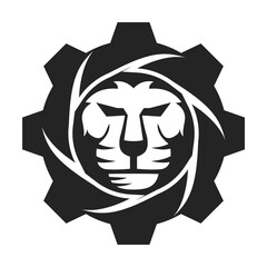 Lion Gear template Isolated. Brand Identity. Icon Abstract Vector graphic