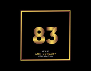 83 Year Anniversary With Gold Color Square