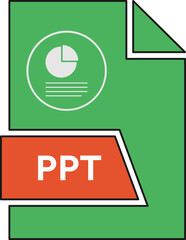 PPT File format icon in shapes Orange  and Cinnabar colors