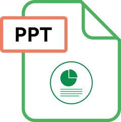 PPT File format icon rounded shapes outline